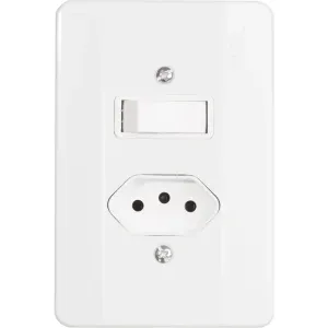 Interruptor Milleniun Simples com Tomada Branco 2P+T 10A Mectronic