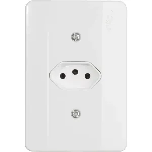 Tomada Milleniun Horizontal Branca com Placa 2P+T 10A Mectronic