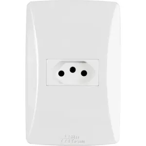 Tomada Petra Horizontal Branca com Placa 2P+T 10A Mectronic