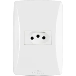 Tomada Petra Horizontal Branca com Placa 2P+T 20A Mectronic