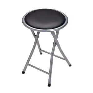 Banqueta Circular Comfor Dobrável em Couro Sintético 90Kg Mor