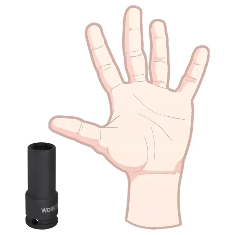 Soquete Sextavado Impacto Longo Encaixe 1/2" 17mm Worker