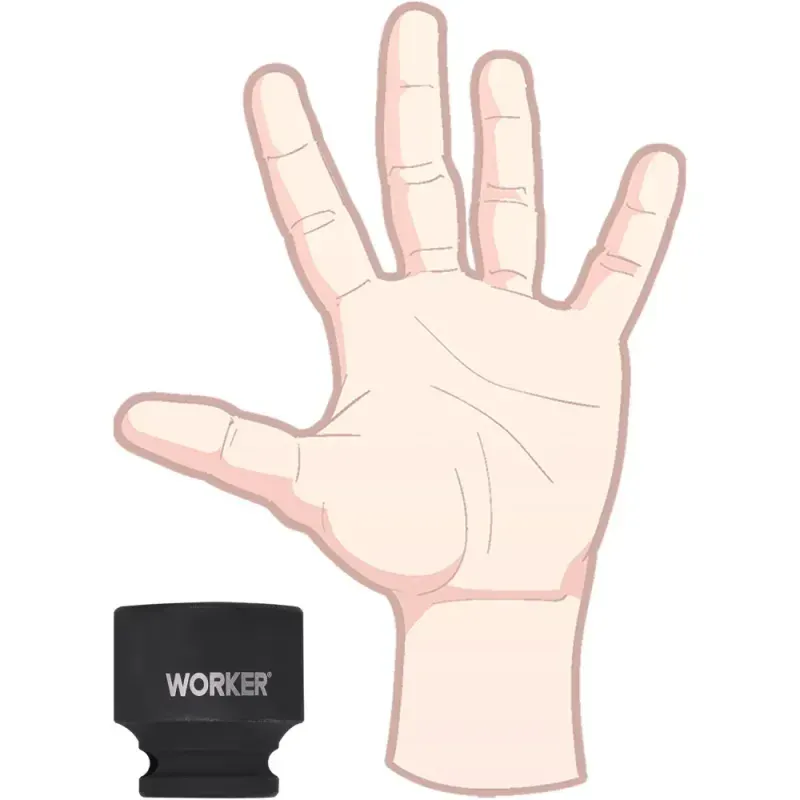 Soquete Sextavado Impacto Encaixe 1/2" 32mm Worker