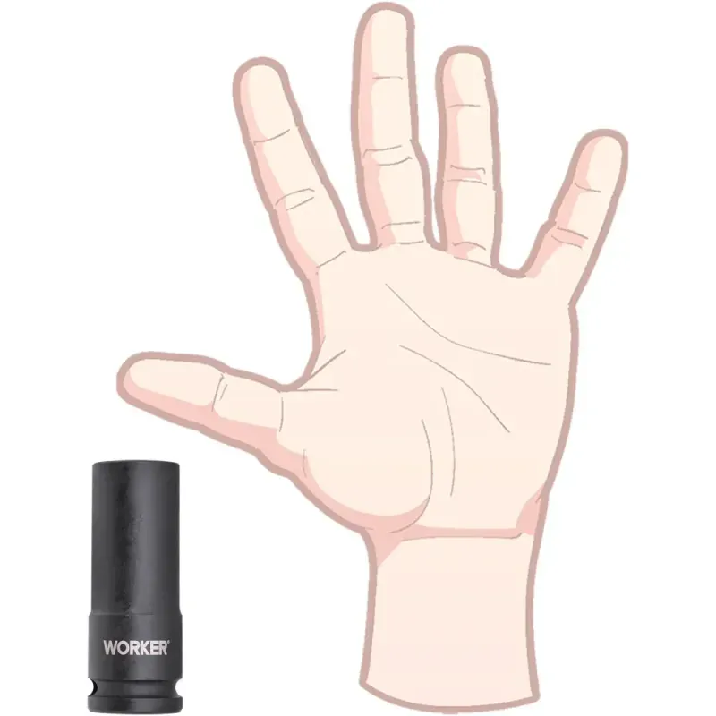 Soquete Sextavado De Impacto Longo Encaixe 1/2" 19mm Worker