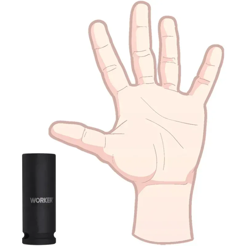 Soquete Sextavado De Impacto Longo Encaixe 1/2" 21mm Worker