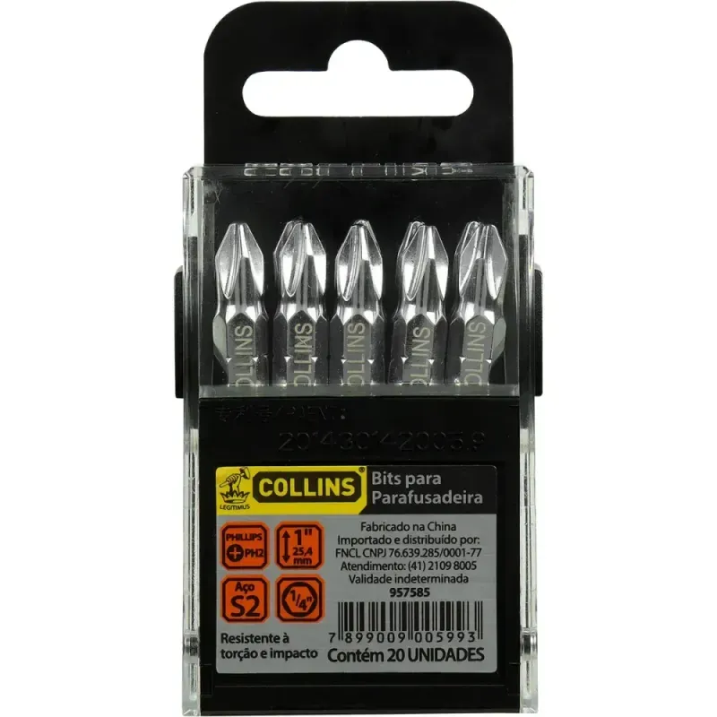 Bits-PH2-1-4”-Ponta-Phillips-Dupla-para-Parafusadeiras-Collins