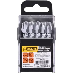 Bits Ponta Phillips PH3 1/4" X 50mm Collins 10 Peças