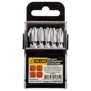 Bits Ponta Dupla Phillips PH2 1/4" X 50,8mm 10 Peças Collins