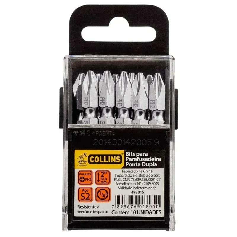 Bits-Ponta-Dupla-Phillips-PH2-1-4--X-508mm-10-Pecas-Collins