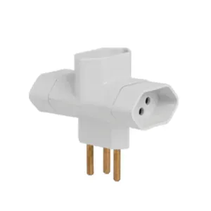 Plugue T 3 Saídas 3 Pinos 10A Branco Ilumi
