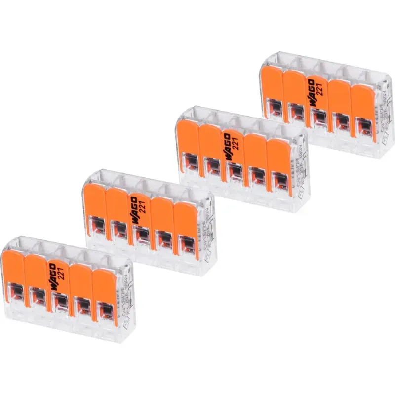 CONECTOR-EMENDA-WAGO-221-5-DERIVACOES-4MM-4-PECAS