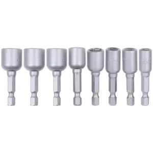 Jogo de Soquetes Bits Magnéticos Sextavados 1/4" 8 Peças Worker