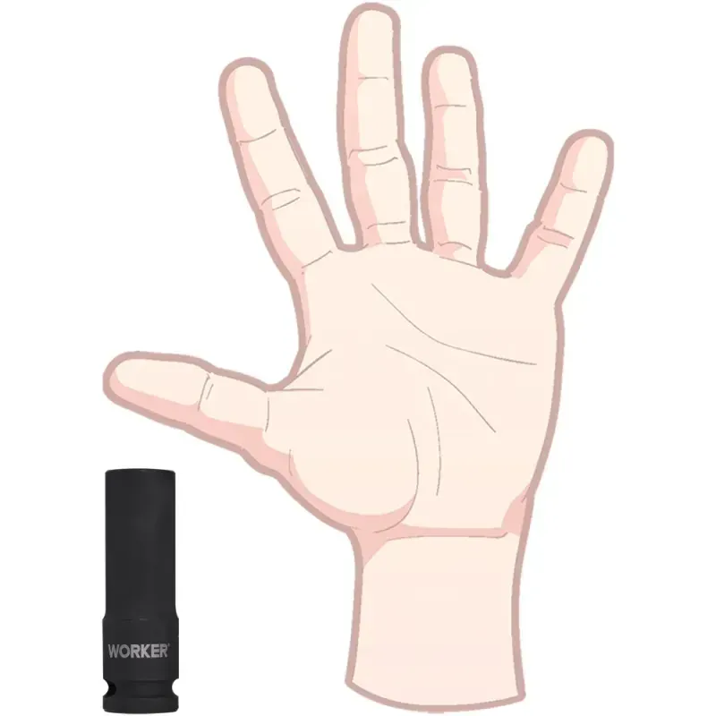 Soquete Sextavado De Impacto Longo Encaixe 1/2" 15mm Worker