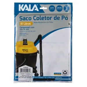 SACO COLETOR DE PÓ PARA ASPIRADOR 18L 3 PEÇAS KALA