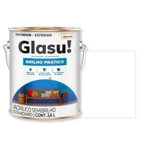 Tinta Acrílica Semibrilho Brilho Prático Branco 3,6L Glasu!