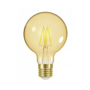 LÂMPADA LED G80 4W FILAMENTO ÂMBAR BIVOLT TASCHIBRA