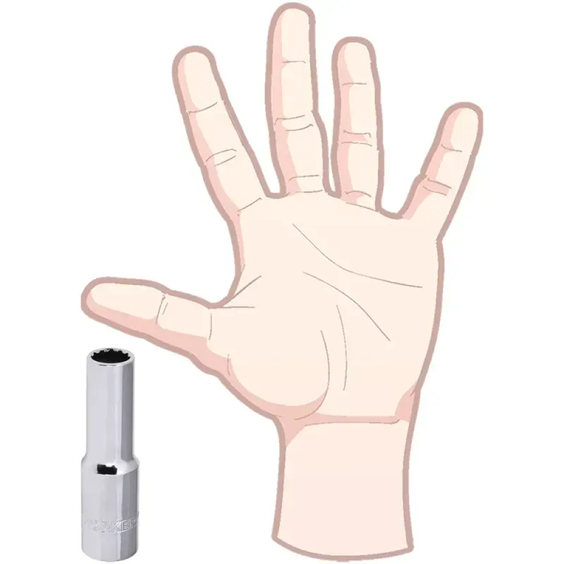 Soquete Estriado Longo Encaixe 1/2" 12mm Worker