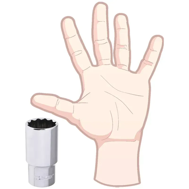 Soquete Estriado Longo Encaixe 1/2" 27mm Worker