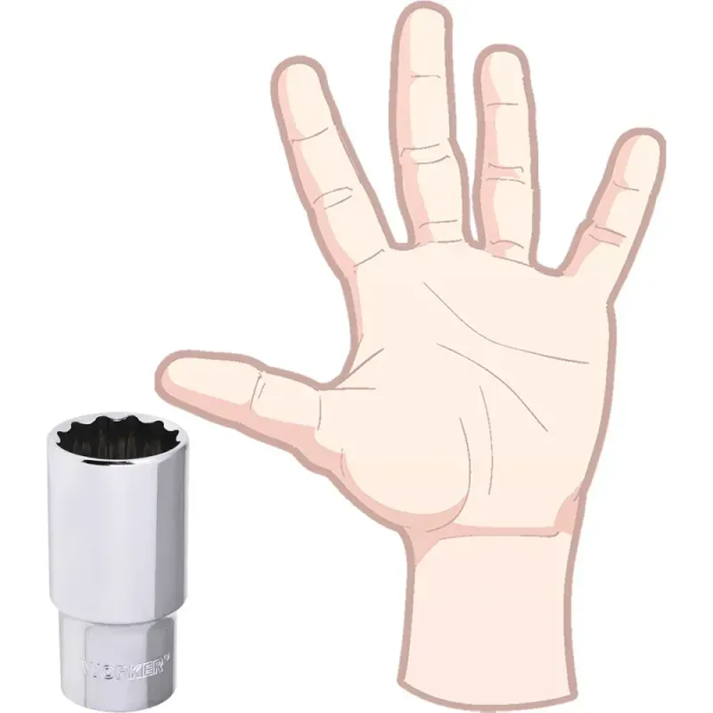 Soquete Estriado Longo Encaixe 1/2" 30mm Worker