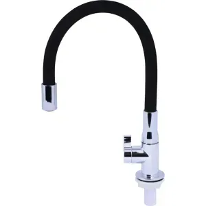 Torneira de Bancada Bica Flexível Cromada 1/4" Preta Hydra