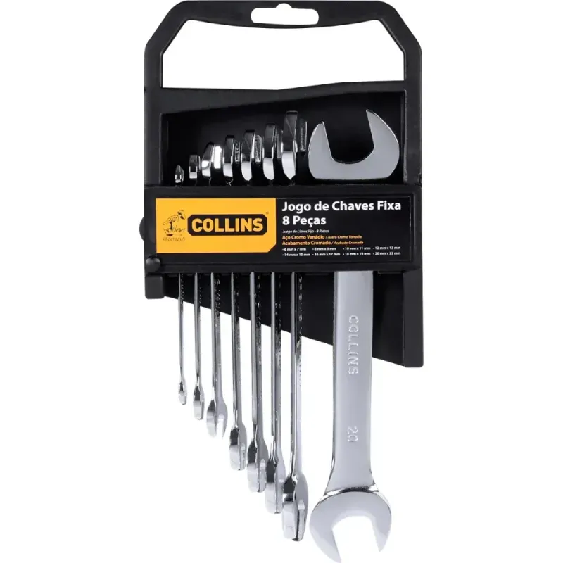 Jogo de Chave Fixa 6 a 22mm com 8 Peças Collins