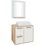 Conjunto-Gabinete-Suspenso-Lux-60 Com-Espelheira-Cor-Supremo-Cabernet-Balcony