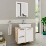 Conjunto-Gabinete-Suspenso-Lux-60 Com-Espelheira-Cor-Supremo-Cabernet-Balcony