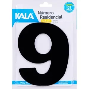 Número Residencial N°9 Preto 12,5cm Kala