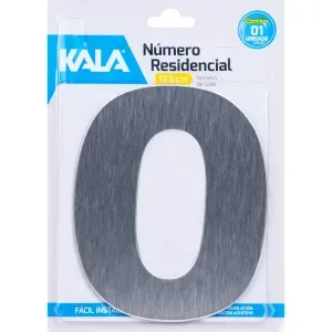 Número Residencial N°0 Aço Escovado 12,5cm Kala
