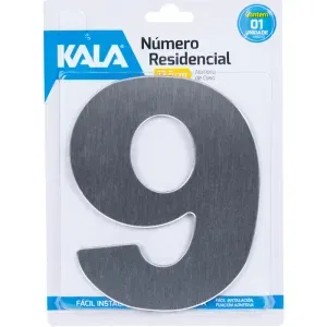 Número Residencial N°9 Aço Escovado 12,5cm Kala