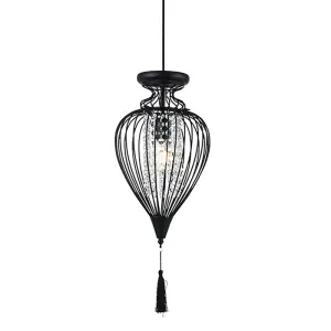 Pendente Istambul M em Metal e Cristal Preto 1XE27 40W Biv Taschibra