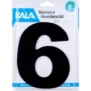 Número Residencial N°6 Preto 18,5cm Kala