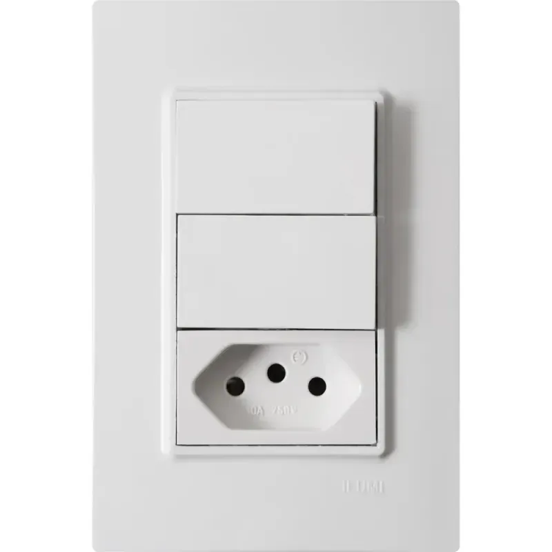 Interruptor-2Ts--Tomada-10A--250V-Branca-Vivaz-Ilumi