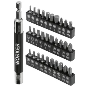 Jogo de Bits para Parafusadeira com 31Pçs 1” 25,40mm Worker