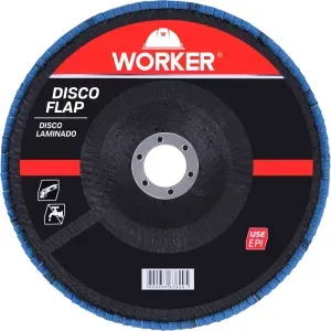 Disco Flap Inox Reto Grão 120 7"x7/8" 8500rpm Worker