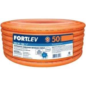 Eletroduto Corrugado Reforçado 25mm Laranja 50m Fortlev
