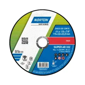 Disco de Corte Super Inox Ar 332 115x3,0mm Norton