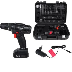 Furadeira Parafusadeira a Bateria com 55 pçs 12V Biv Bumafer