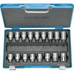 Jogo de Chaves Soquetes GTX com 17 Peças 1/2" Gedore