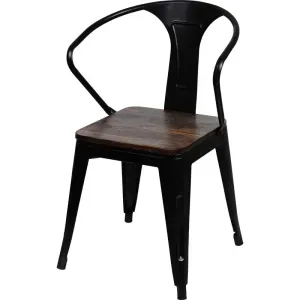 Cadeira de Metal Assento de Madeira Tolix 110kg Cinza Kala