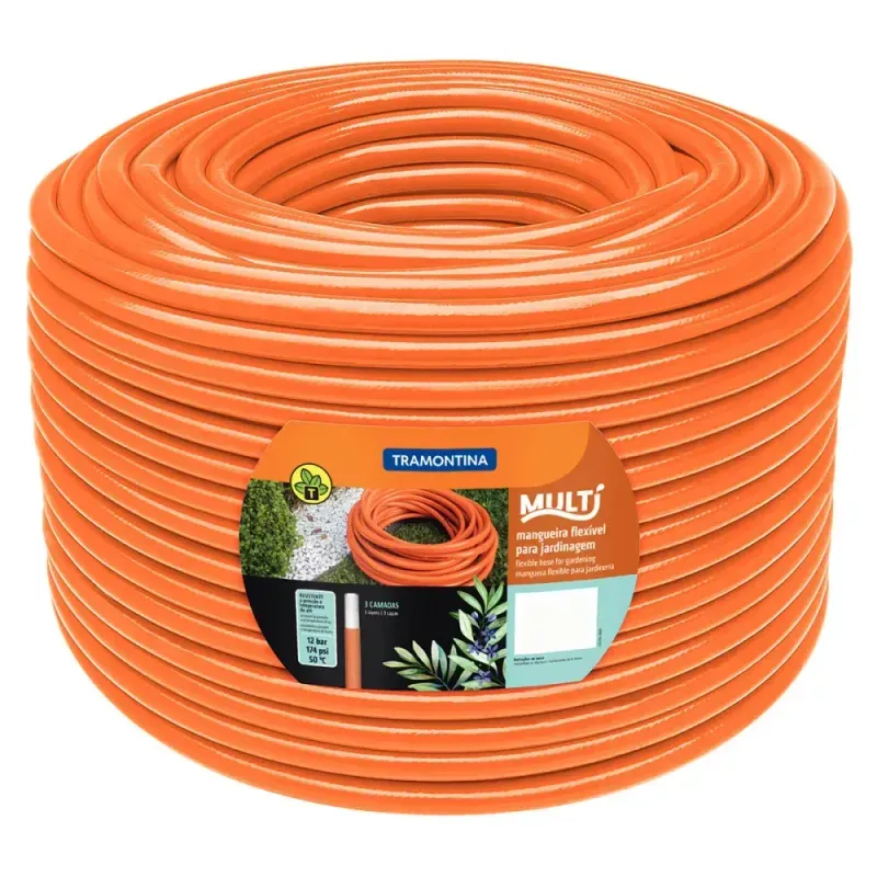 Mangueira-PVC-Multi-Camadas-12-bar-200m Laranja-Tramontina