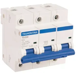Disjuntor DIN Tripolar TDJ10 80A 10kA Curva C Tramontina