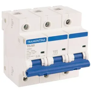 Disjuntor DIN Tripolar TDJ10 100A 10kA Curva C Tramontina
