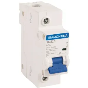 Disjuntor DIN Unipolar TDJ10 80A 10kA Curva C Tramontina