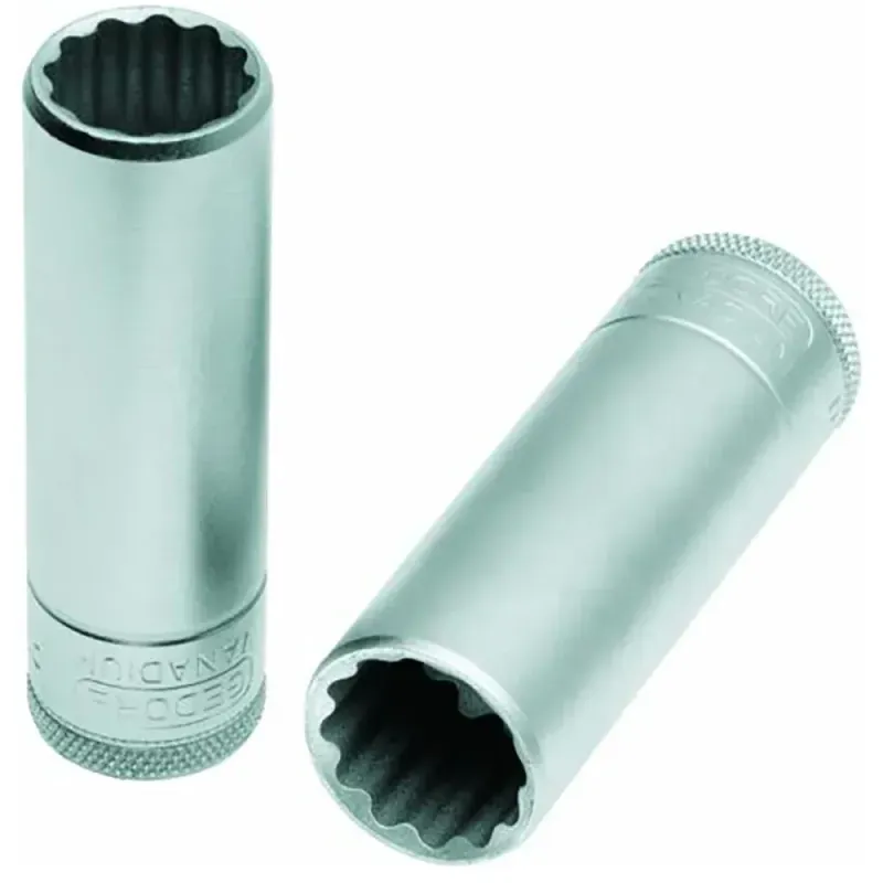 Soquete Estriado Longo em Cromo Vanádio 1/2" D19L-27mm Gedore