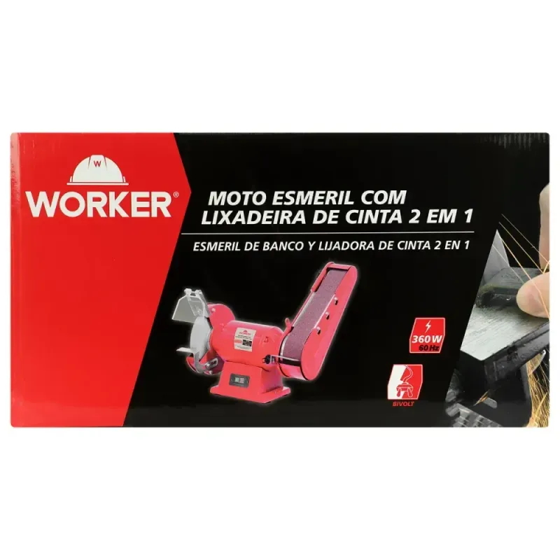 Moto Esmeril-com-Lixadeira-360W-60Hz-3450rpm-Bivolt-Worker