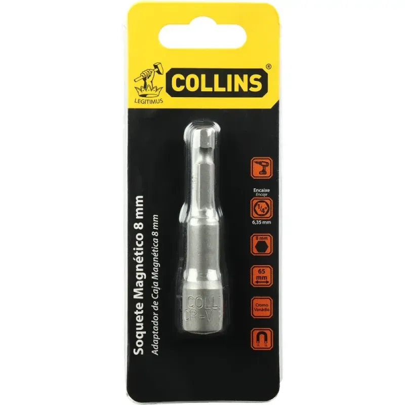 Soquete-Magnetico-em-Aco-Cromo-Vanadio-8mm-1-4--Collins