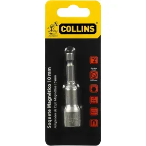 Soquete Magnético em Aço Cromo Vanádio 10mm 1/4" Collins