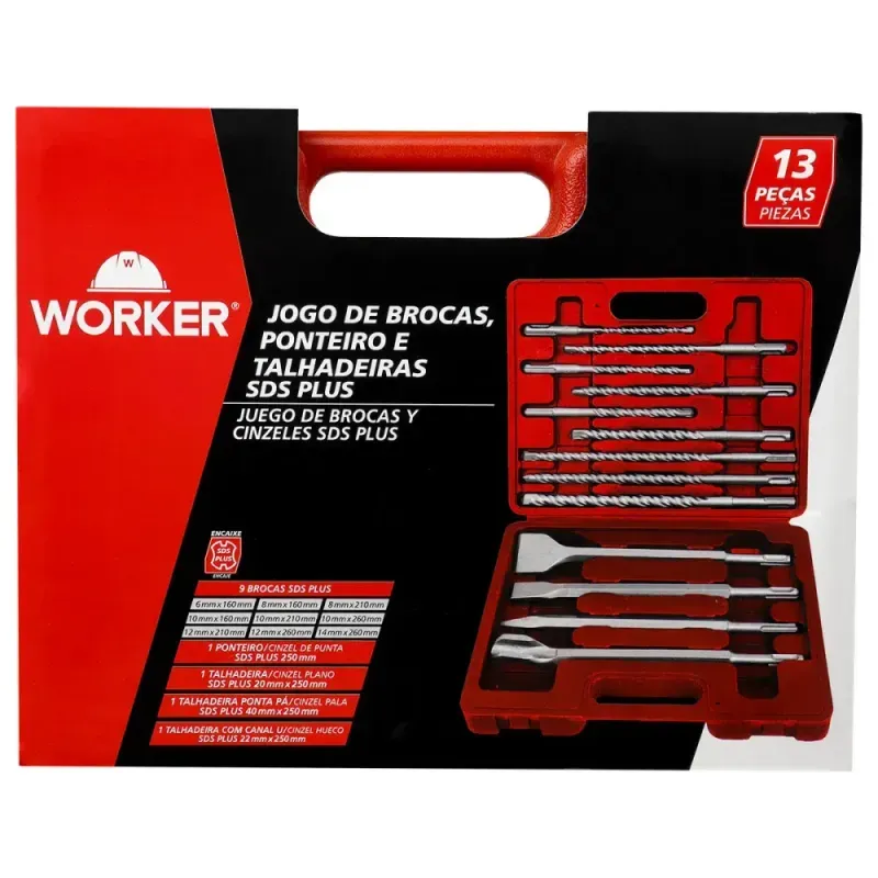Jogo-de-Brocas-e-Talhadeiras-SDS-Plus-13-Pecas-Worker