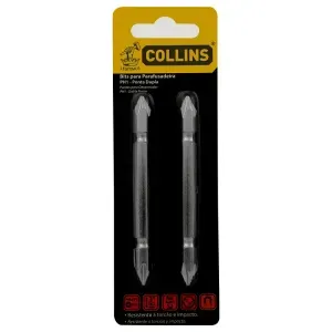 Bits Parafusadeira PH1 Ponta Dupla 2 Un 1/4" 3"Collins